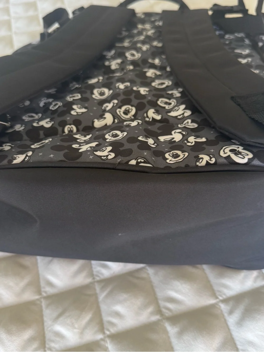 Disney Mickey Mouse Toss Head Print Backpack Diaper Bag Black Gray